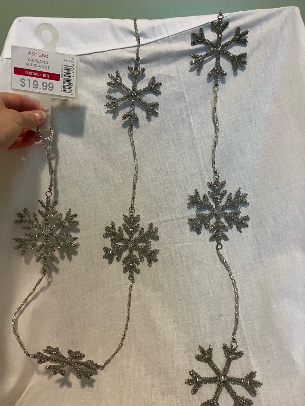Ashland Silver Glitter Snowflake Garland